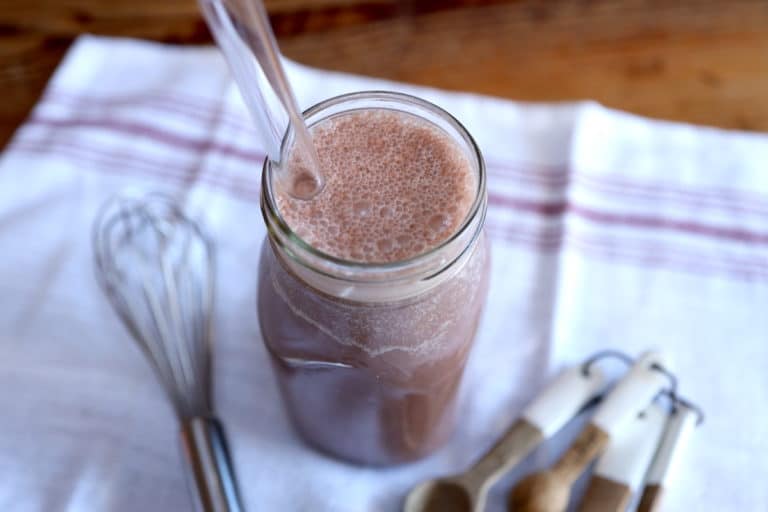 homemade chocolate milk with healthy ingredients