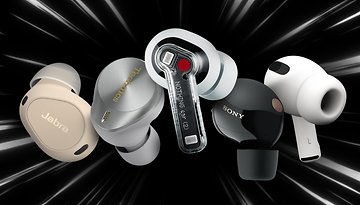 A graphic with different in-ear Bluetooth headphones