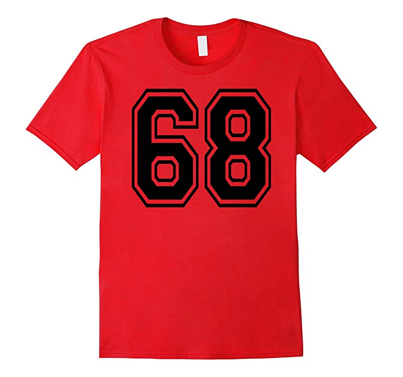 #68 Numbered College Sports Team T-Shirts black front & back-RT