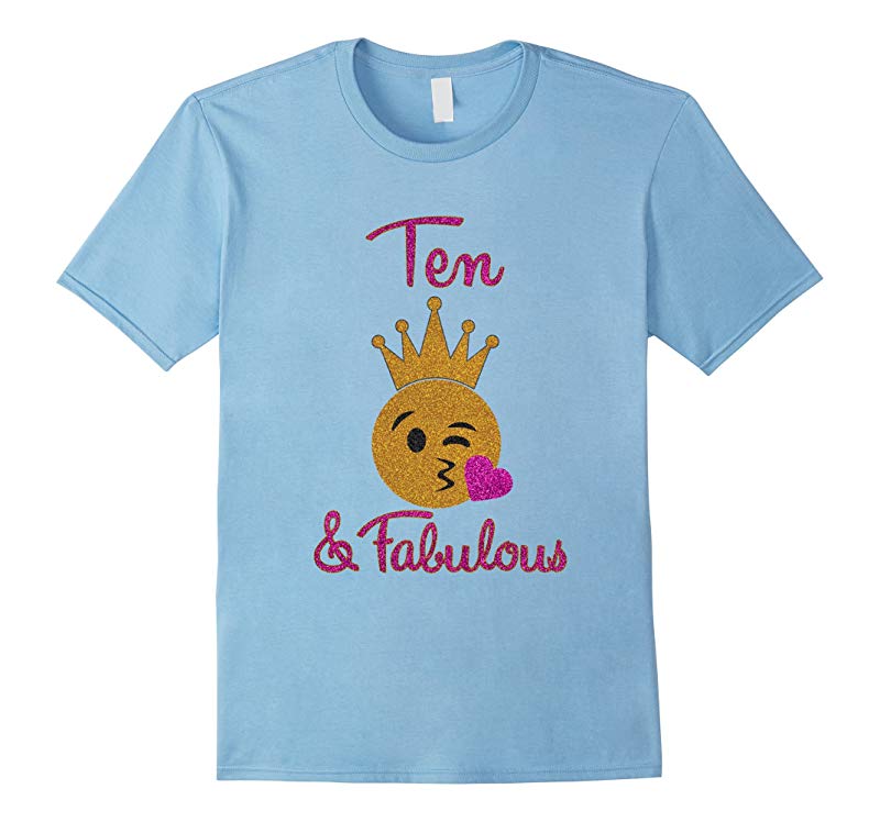 10th Birthday Girl Ten and Fabulous Emoji Shirt-RT