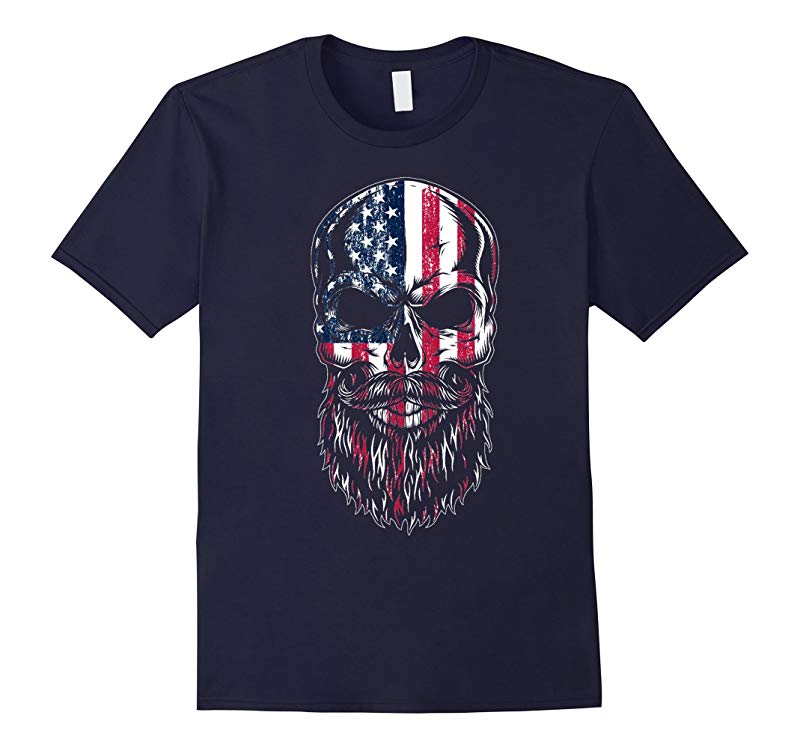 American Beard Skull Men's T-shirt Gift-RT