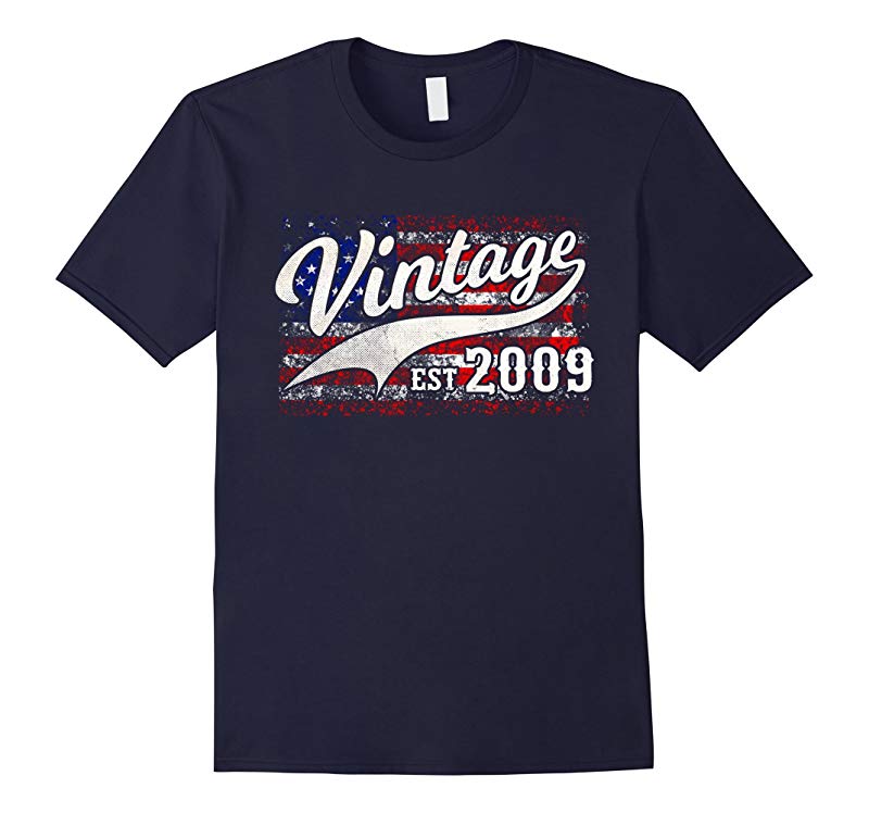 2009 Vintage American Flag 8 th Birthday T-Shirt-RT