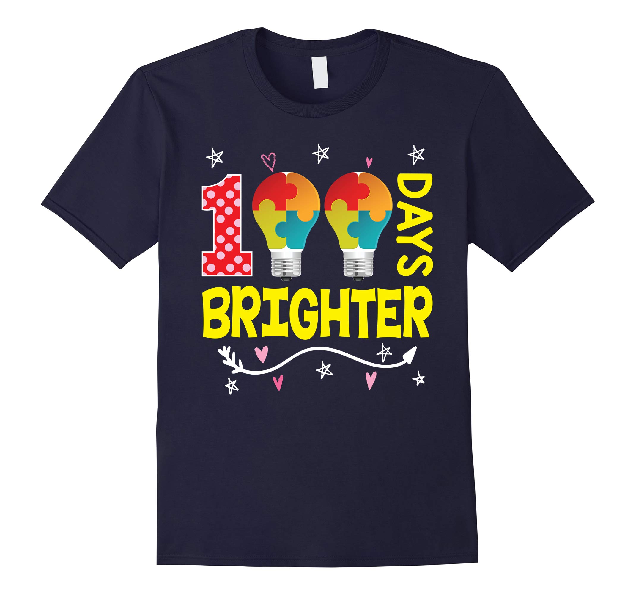 100 Days Brighter 100th Day Teachers and Kids T-Shirt 3-RT