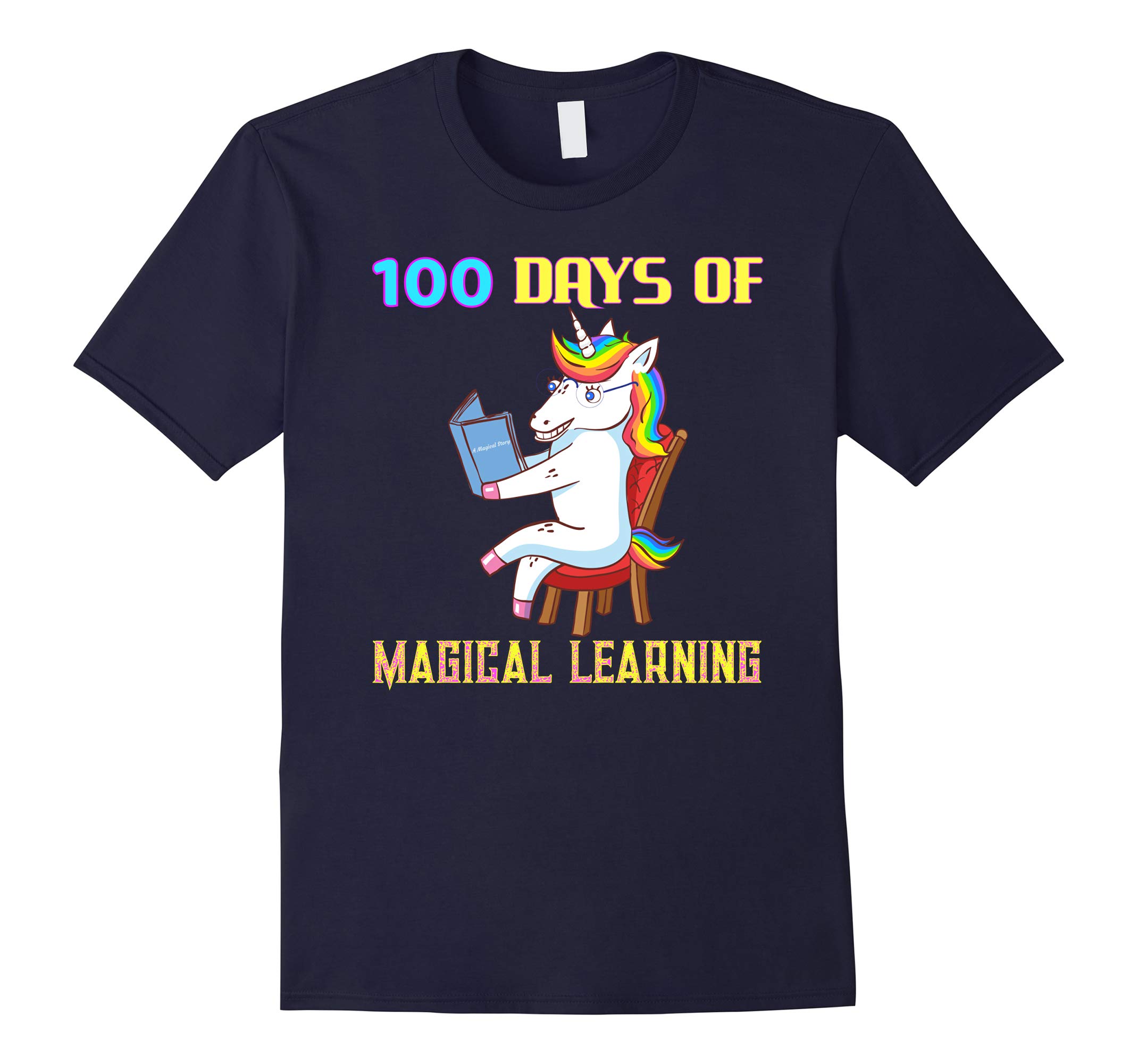 100th Day of School Unicorn Teacher with Book Gift Shirt-RT