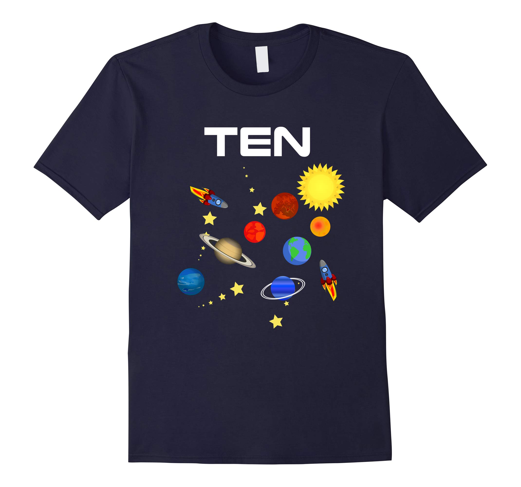 10 Year Old Outer Space Birthday Party 10th Birthday T-Shirt-RT