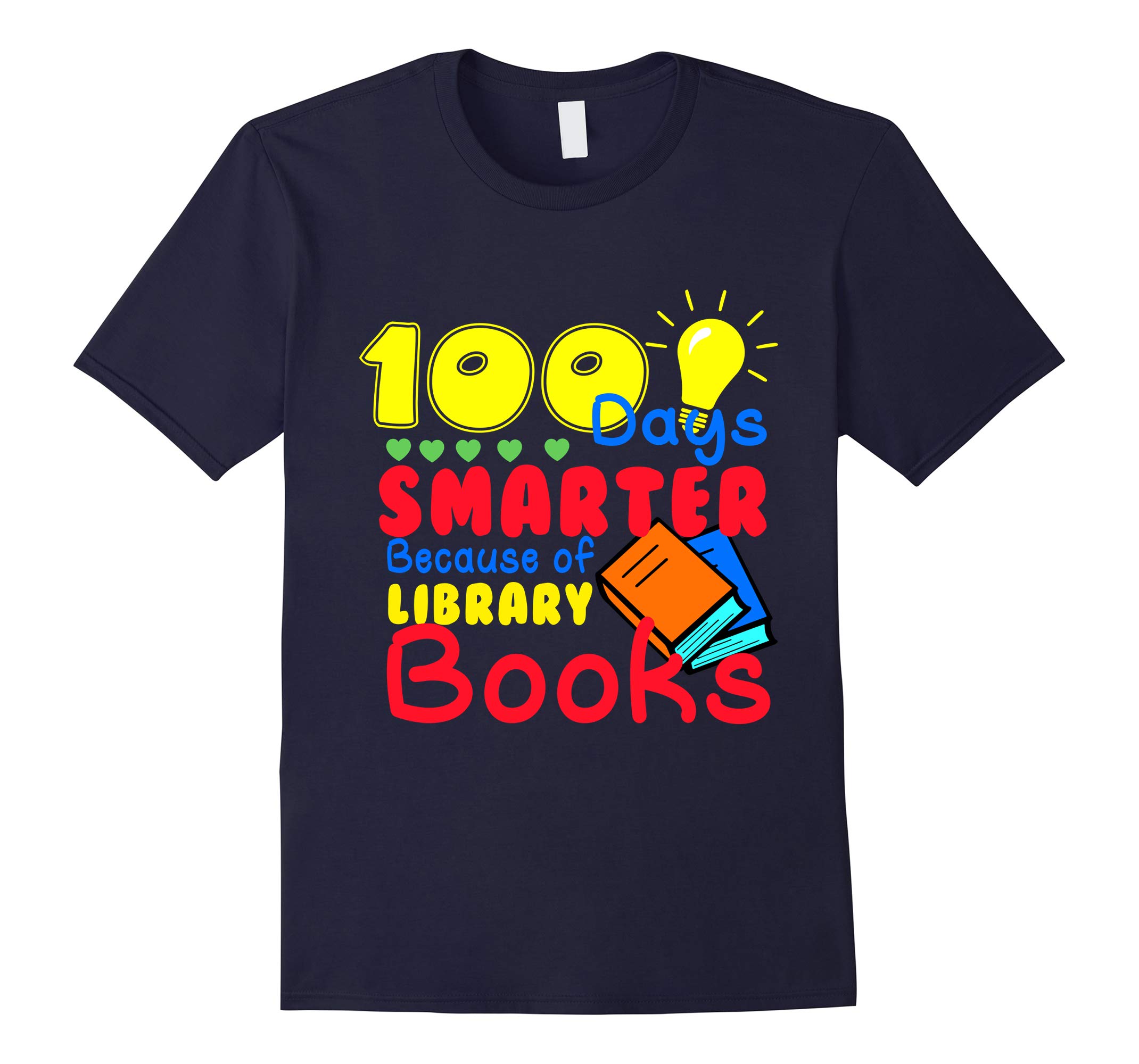 100 Days Smarter Because of Library Books Kids Tshirt-RT