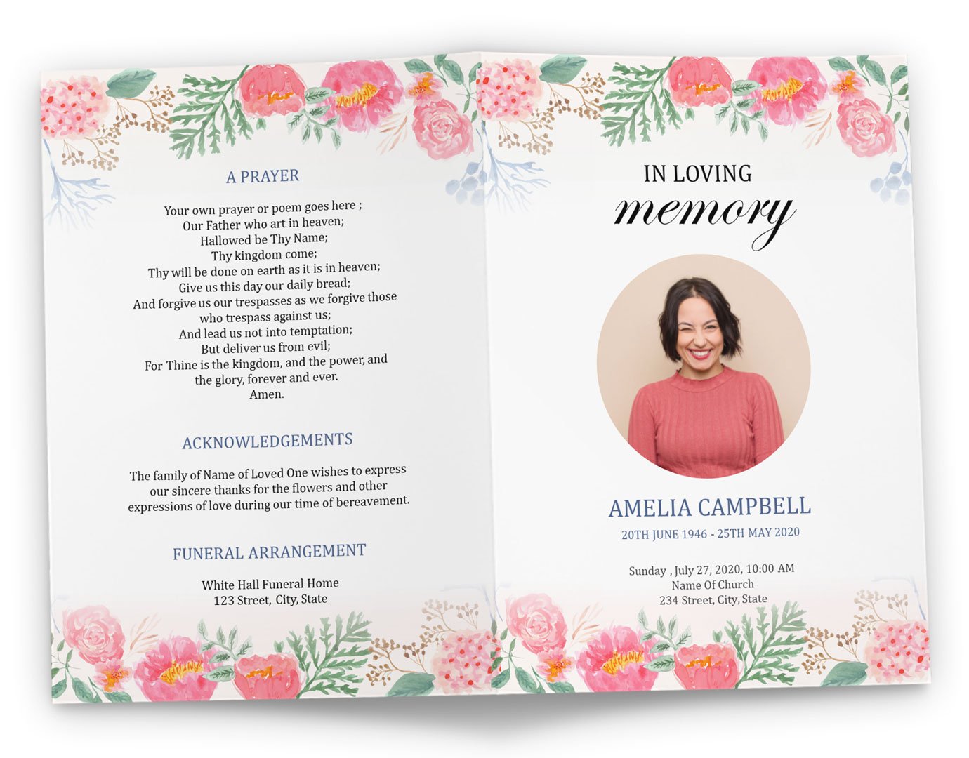 Printable Funeral Program Template Word