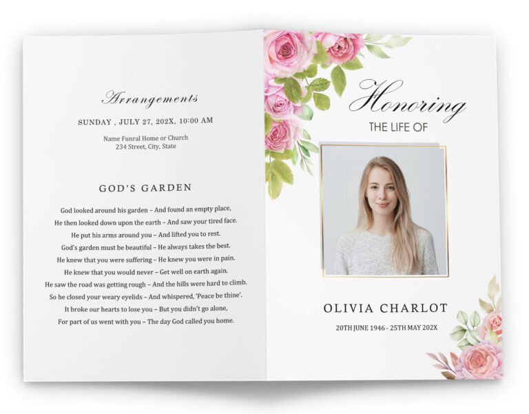 Bi-fold Funeral Program Template For Microsoft Word And PowerPoint