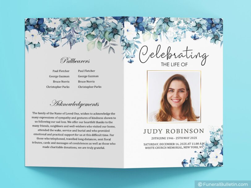 8 Page Funeral Program Template: A Celebration Of Life