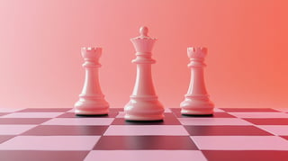 Chess pieces on a board representing checkmate 