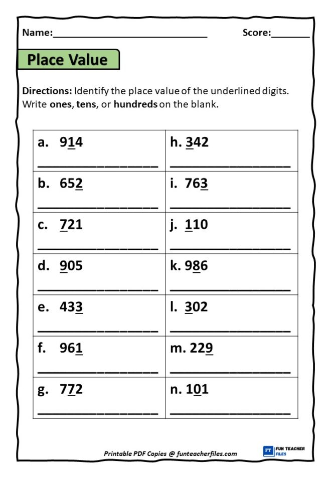 Place Value Worksheets Set 2 - Fun Teacher Files