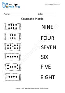 Count and Match Activity worksheets - Free Printable Worksheets image.