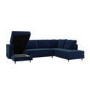 Navy Blue Velvet U-Shaped Right Hand Facing Sofa Bed with Storage - Seats 6 - Boe