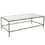 Rectangular Gold Glass Top Coffee Table with Storage - Raya