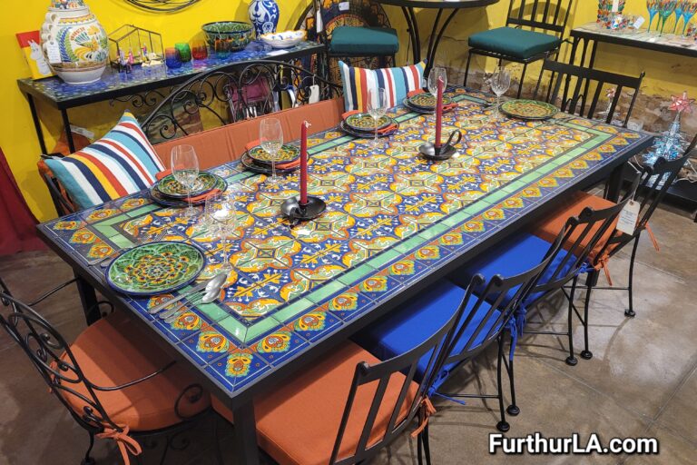 Outdoor tile mosaic table