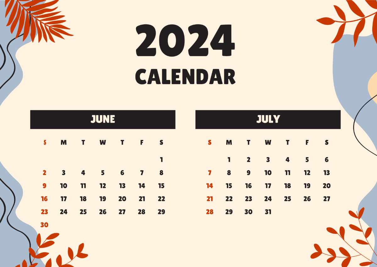 Calendar June And July 2024 | Printable Calendar 2024