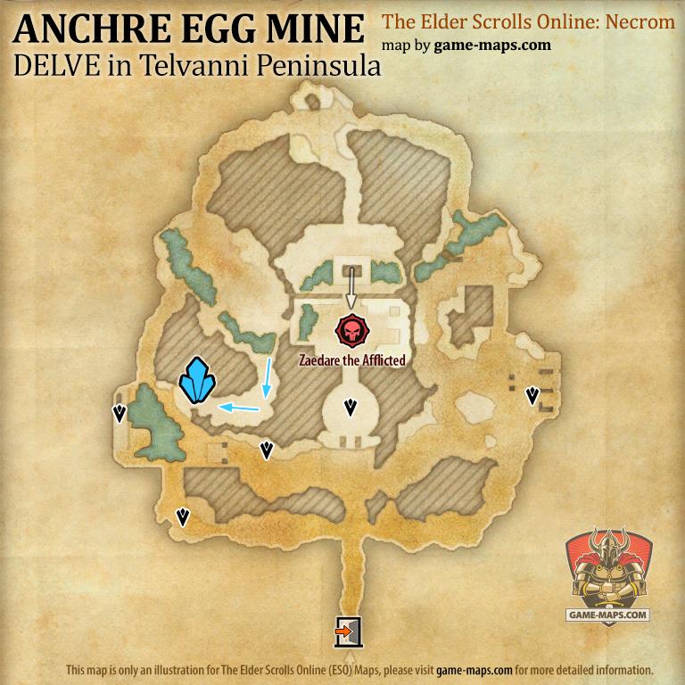 ESO Anchre Egg Mine Delve Map with Skyshard and Boss location in ...