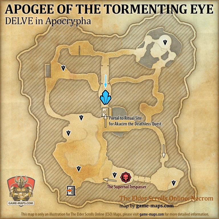 ESO Apogee of the Tormenting Eye Delve Map with Skyshard and Boss ...