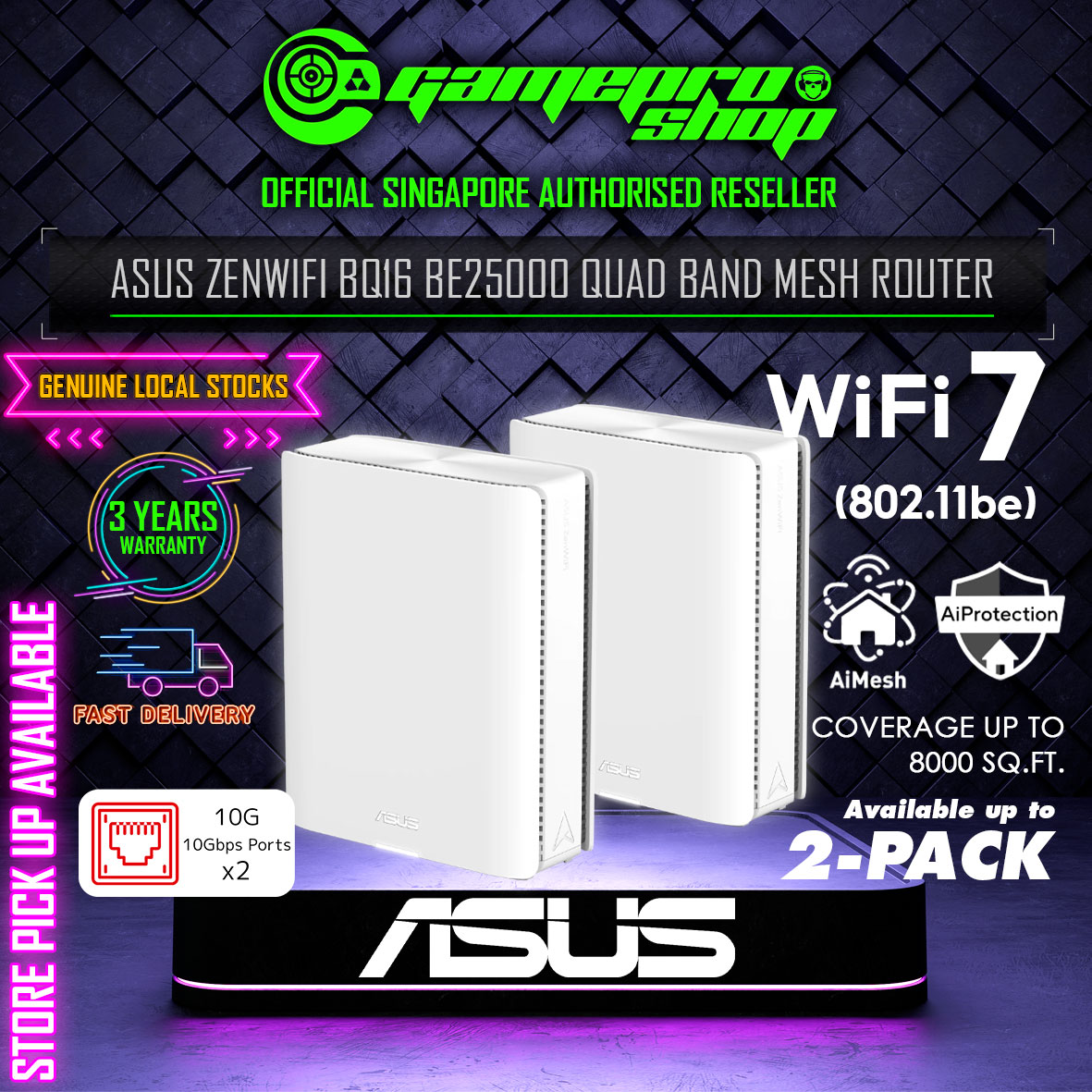 ASUS ZenWiFi BQ16 Quad Band WiFi 7 BE25000 Mesh WiFi Router - coverage ...