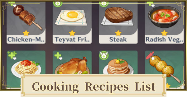 Recipe Locations Cooking Recipe List Genshin Impact Gamewith