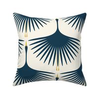 Art Deco Swans - Navy 12"