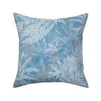 Large Maidenhair Maple and Fern Sunprints on Blue