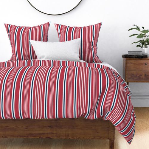 Retro vertical nautical stripes red navy