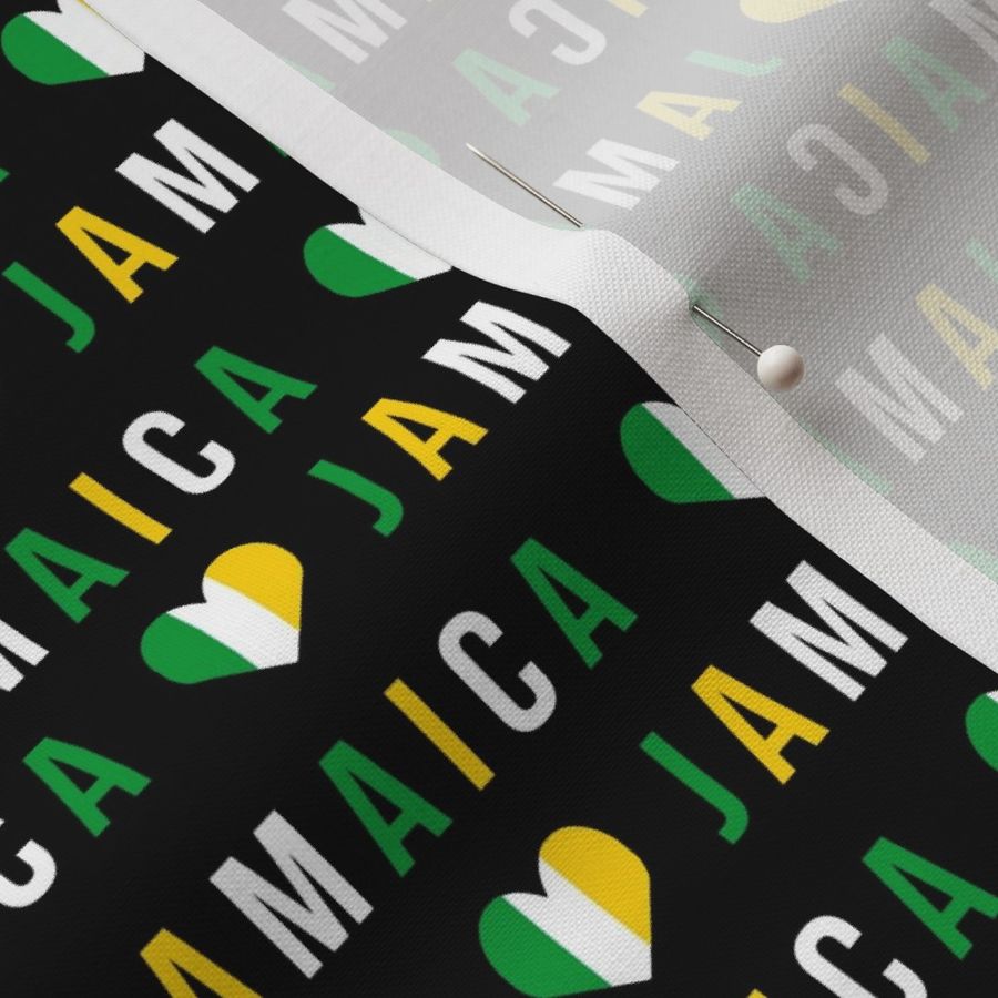 jamaica love fabric - black, green, yellow