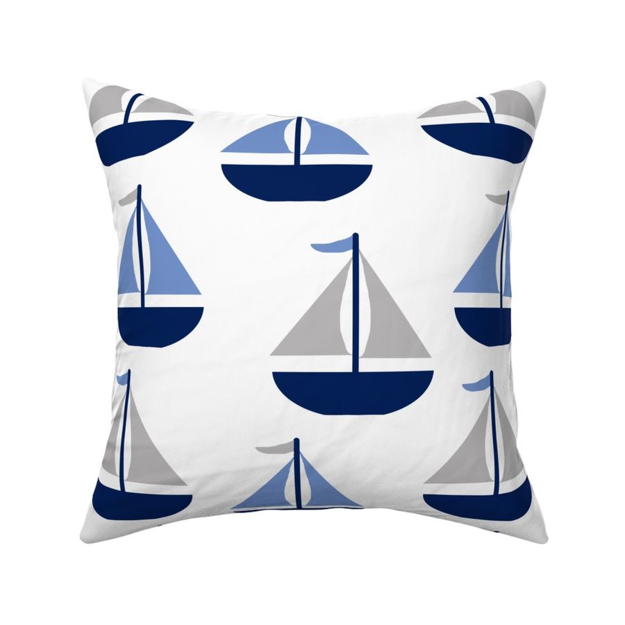 Nautical Sailboat Navy Blue Gray