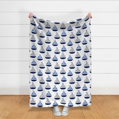 Nautical Sailboat Navy Blue Gray