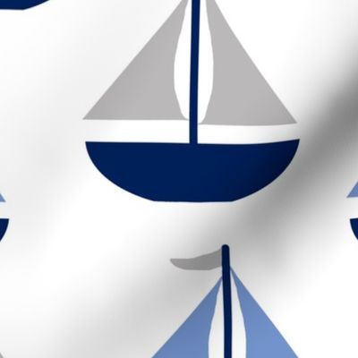 Nautical Sailboat Navy Blue Gray