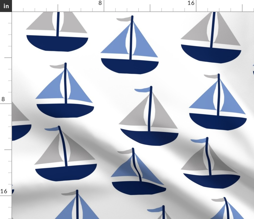 Nautical Sailboat Navy Blue Gray