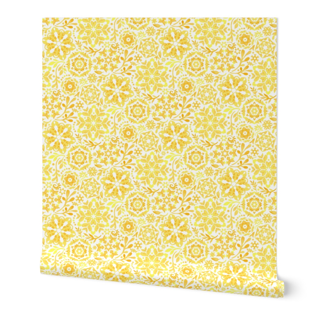 Geometric Summer Blooms in Monochrome Yellow and White - small