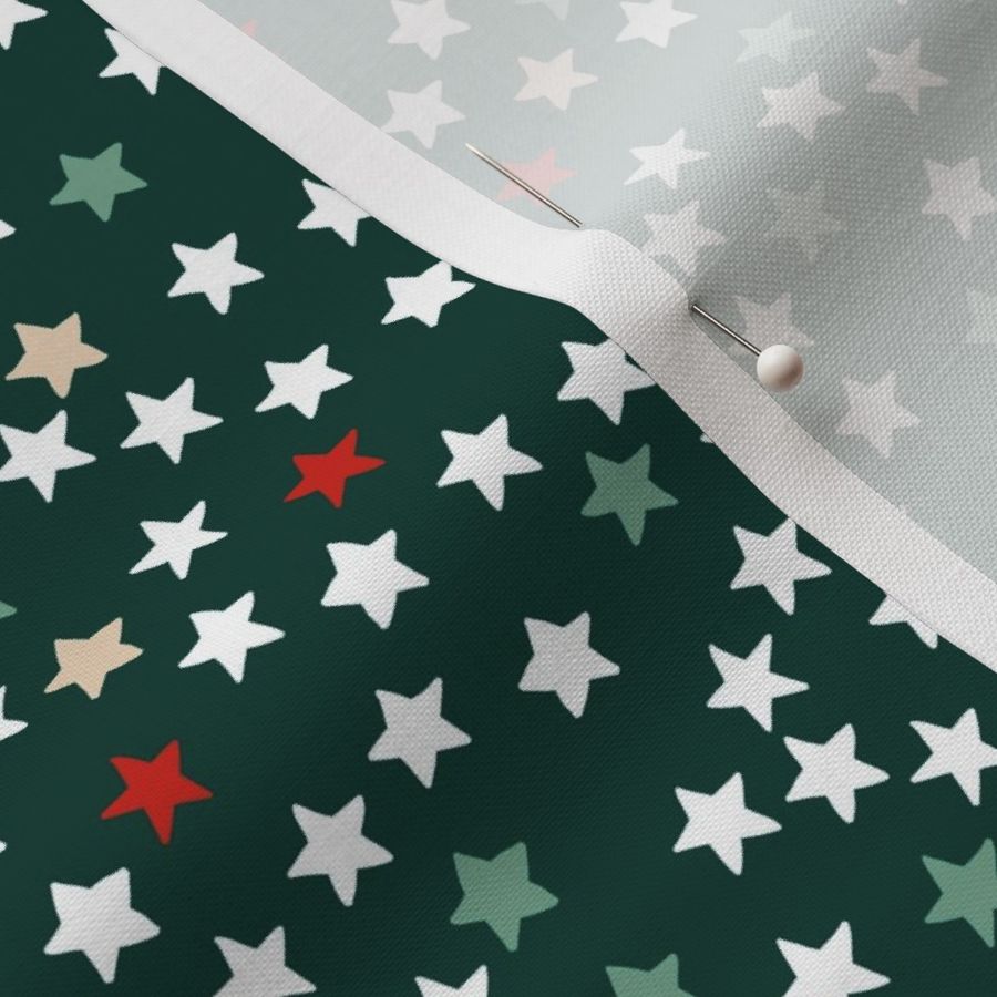 Christmas stars and sparkly night magic seasonal minimal design night green red