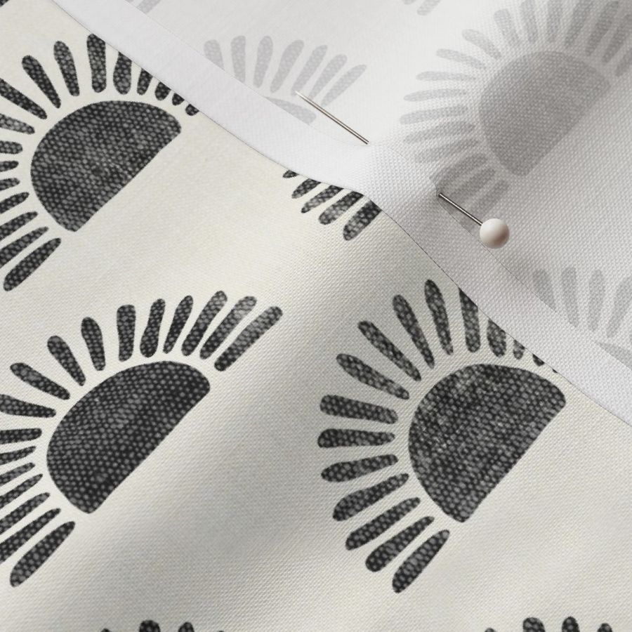 (small scale) sunshine - block print boho sun print - charcoal - LAD20