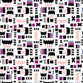 Tribal Geometric Pink Fushchia Grey