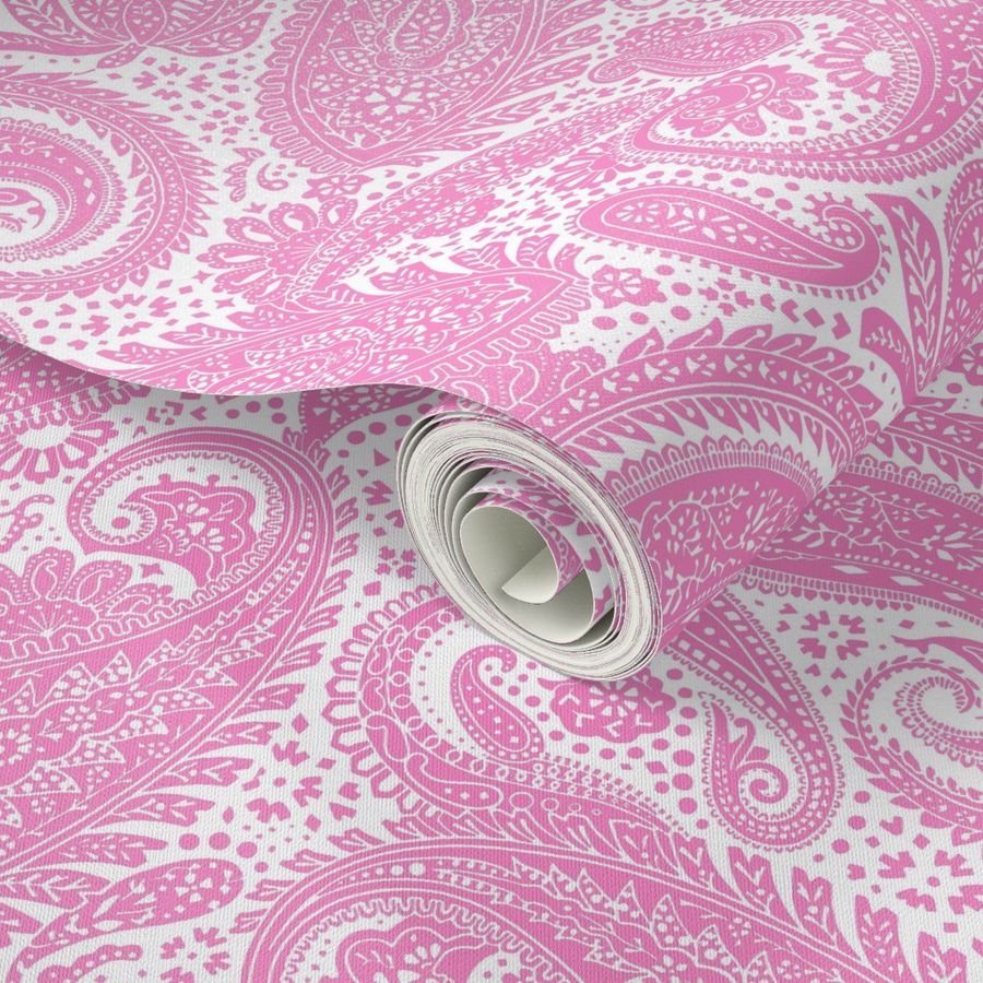 large Paisley Positivity white pink