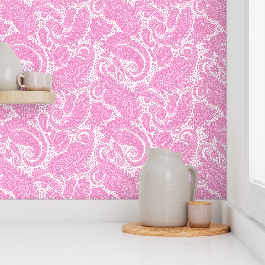 large Paisley Positivity white pink