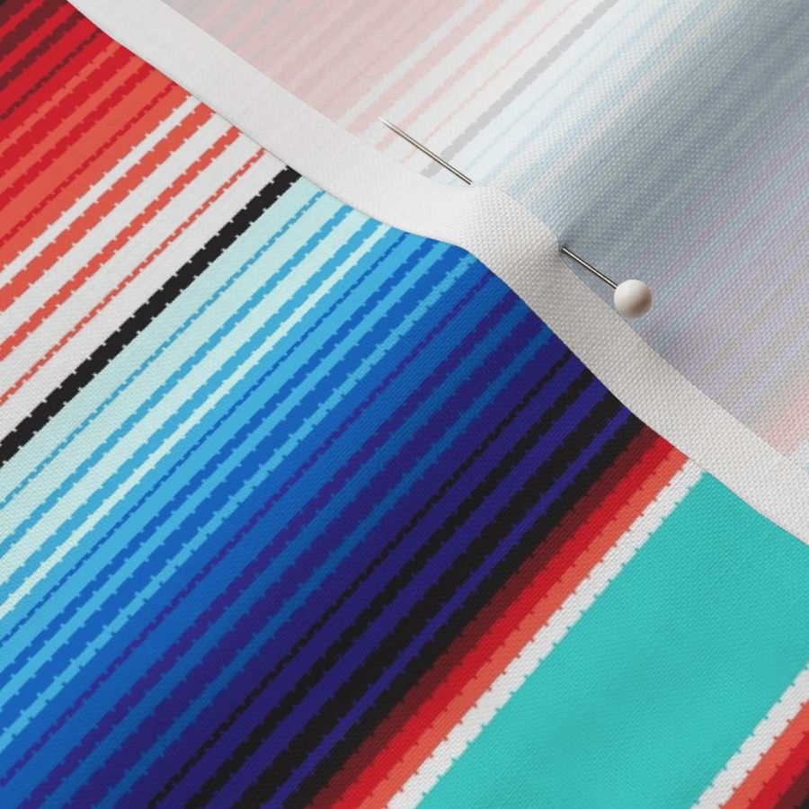 Aqua Blue Mexican Serape Blanket Stripes