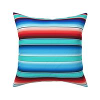 Aqua Blue Mexican Serape Blanket Stripes