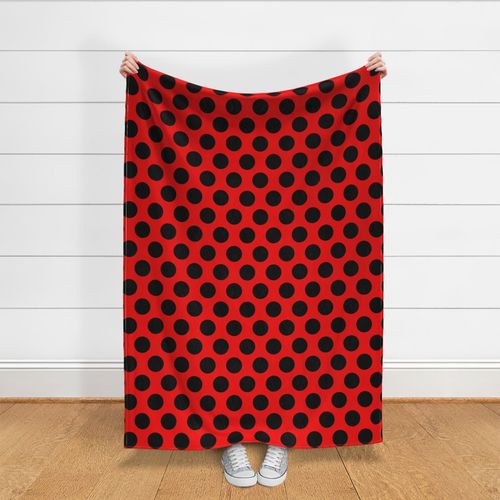 3 inch black polka dots on red