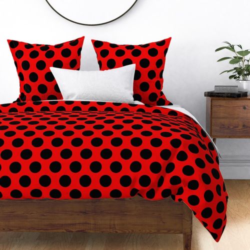 3 inch black polka dots on red