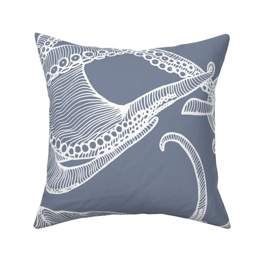 Cephalopod - Giant Octopi - White on Blue Grey