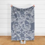 Cephalopod - Giant Octopi - White on Blue Grey