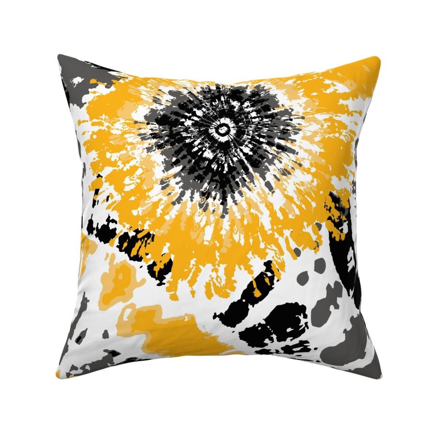 Yellow and Black Tie Dye large scale 24" repeat