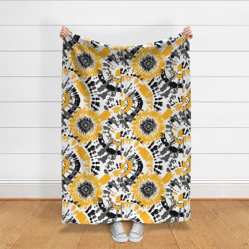 Yellow and Black Tie Dye large scale 24" repeat