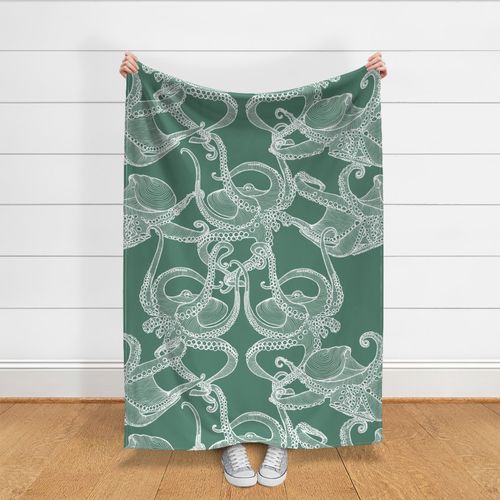 Cephalopod - Giant Octopi-White on Green