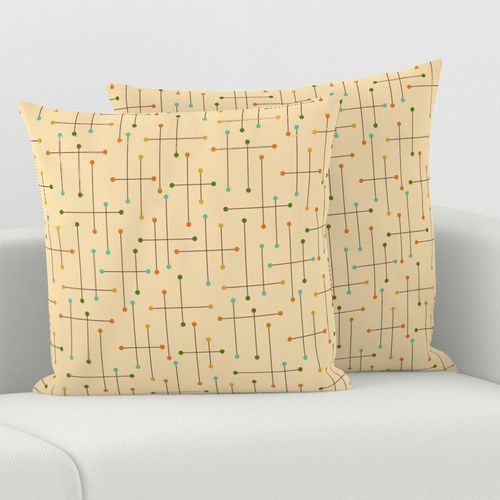 Retro Crosshatch-Mid Mod-Atomic-Plaid-Dots Grid-Sand-Medium