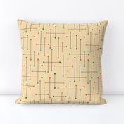 Retro Crosshatch-Mid Mod-Atomic-Plaid-Dots Grid-Sand-Medium