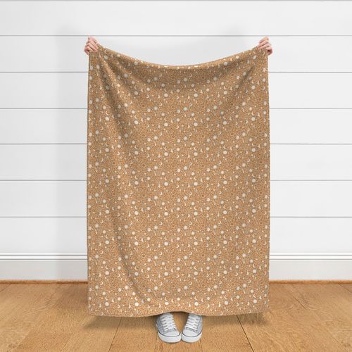 sun moon stars fabric - hippy boho neutral fabric - golden